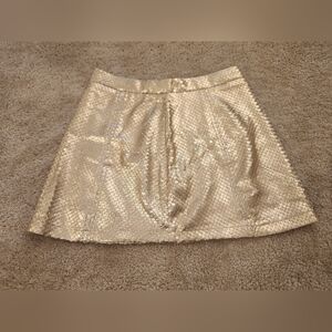 Queen Boutique Gold Mini Skirt Size S With Rainbow Zipper